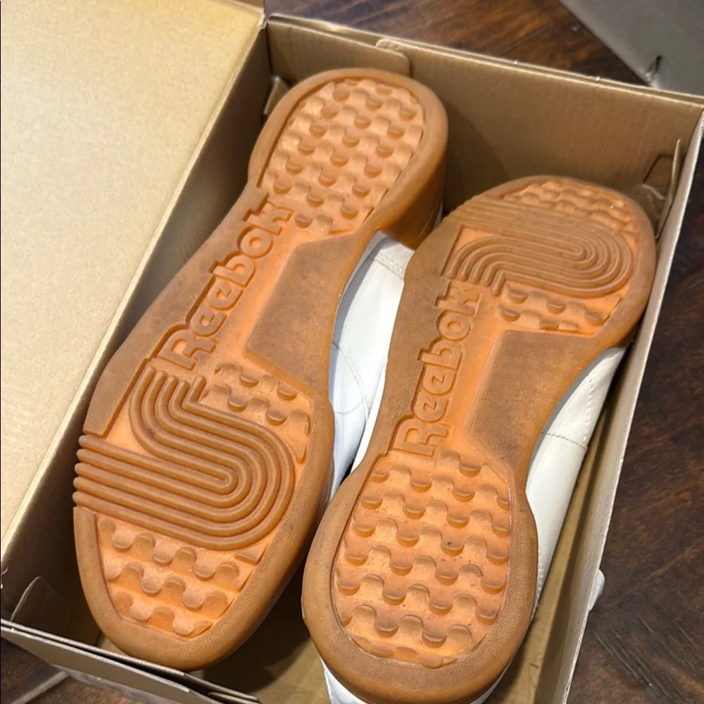 Reebok White Leather Sneakers with Gum Sole